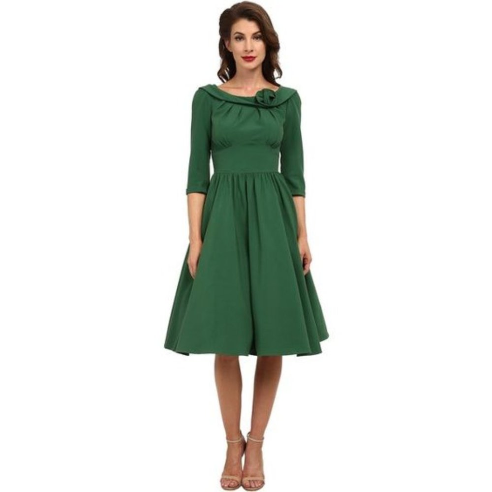 STOP STARING Green Vintage-Inspired Abbey Swing Dress Like New! Size L